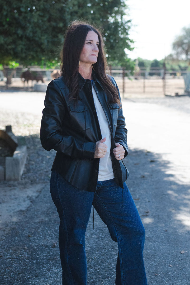 Buck Stitch Leather Jacket