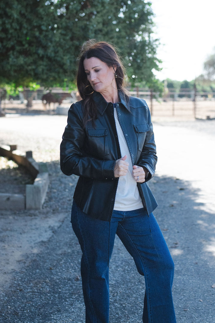 Buck Stitch Leather Jacket