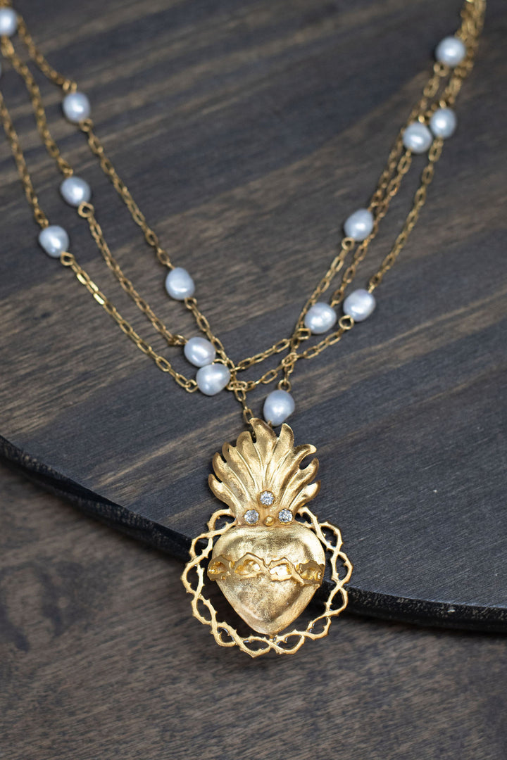 Shinning Gold Heart Necklace