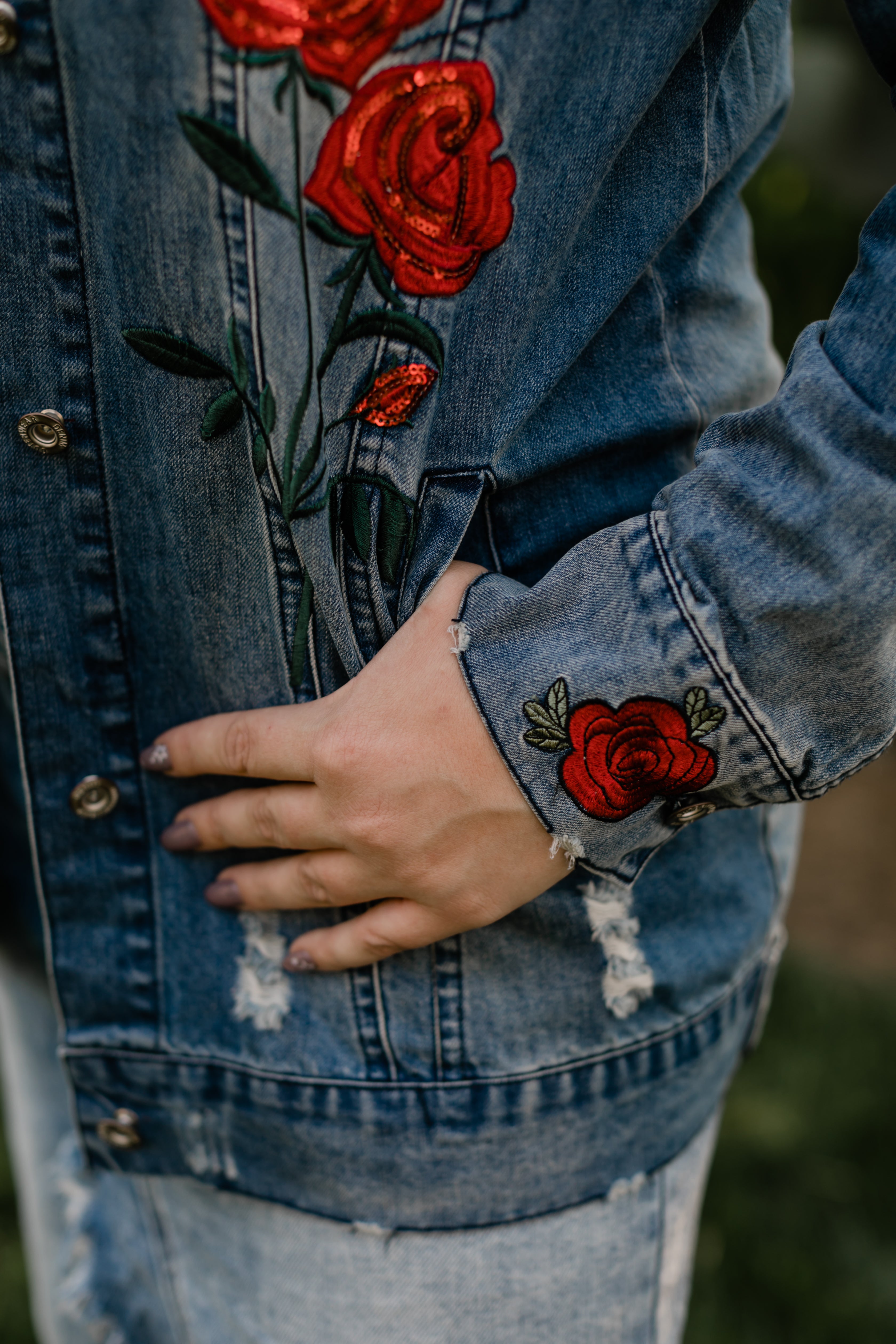 Jean 2024 jacket roses