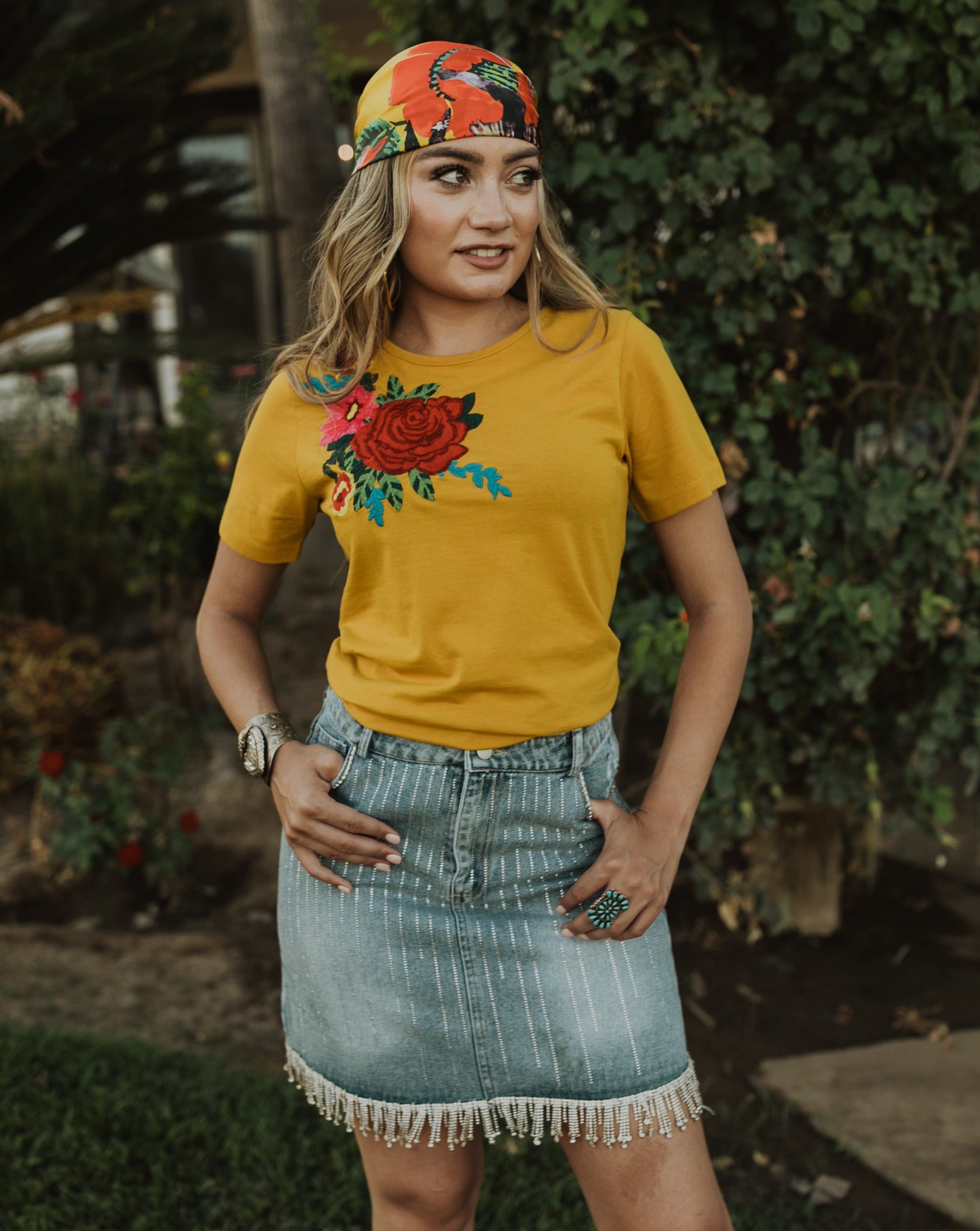 Spanish Rose Embroidered Tee